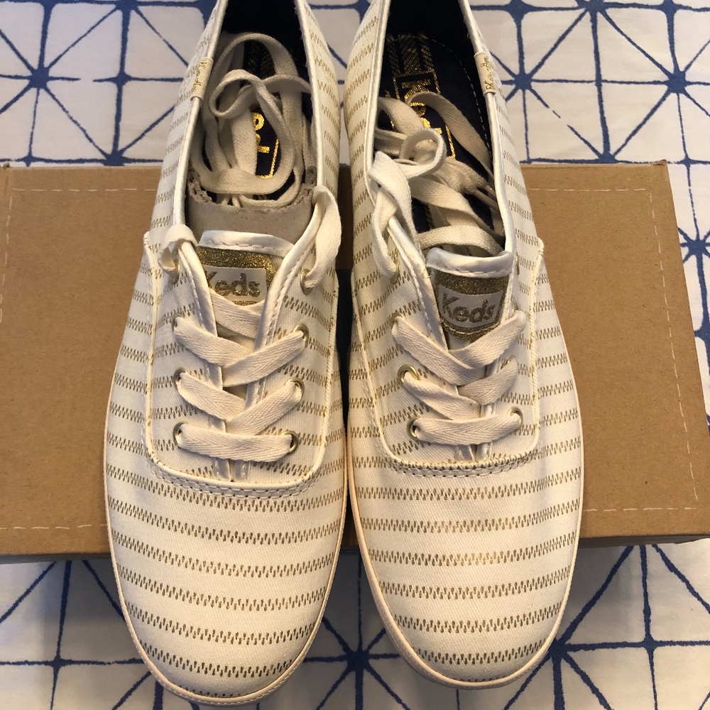 Keds Women's Champion Sneakers in White & Gold